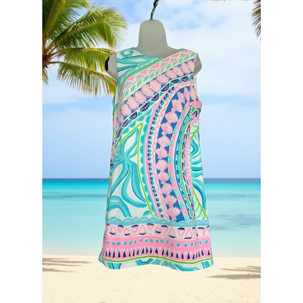 Lilly Pulitzer Narissa Stretch Shift Dress Multi Coco Island Size 6 Pink Cruise - Picture 1 of 12